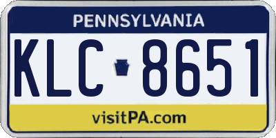 PA license plate KLC8651
