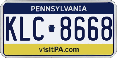 PA license plate KLC8668