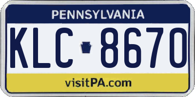 PA license plate KLC8670