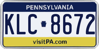 PA license plate KLC8672