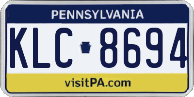 PA license plate KLC8694