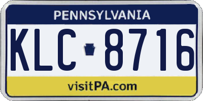 PA license plate KLC8716