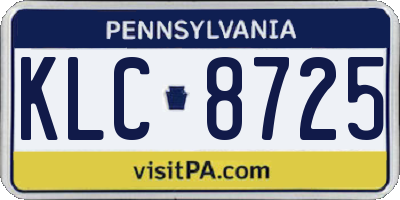 PA license plate KLC8725
