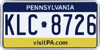PA license plate KLC8726