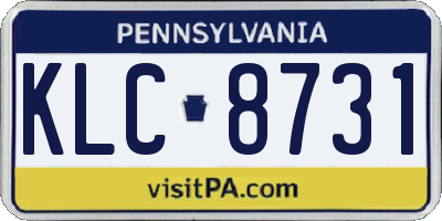 PA license plate KLC8731