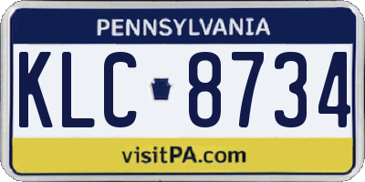 PA license plate KLC8734