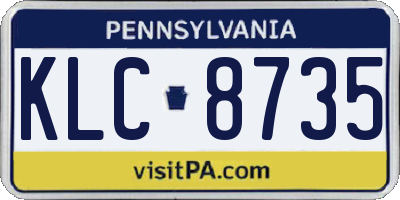 PA license plate KLC8735