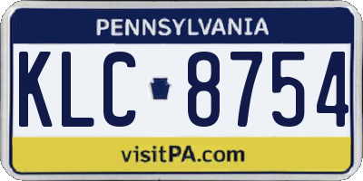 PA license plate KLC8754