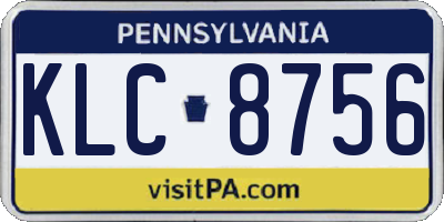 PA license plate KLC8756