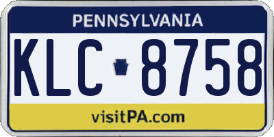 PA license plate KLC8758