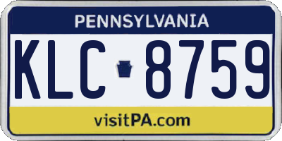 PA license plate KLC8759