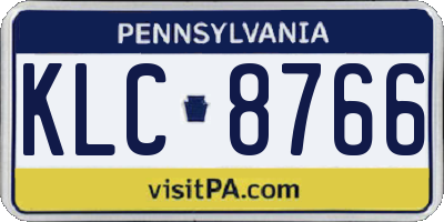 PA license plate KLC8766