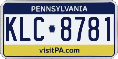 PA license plate KLC8781