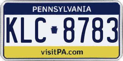PA license plate KLC8783