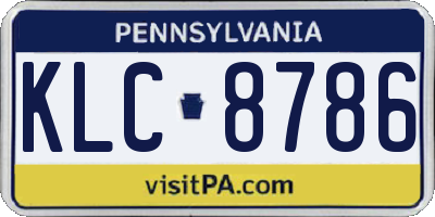 PA license plate KLC8786