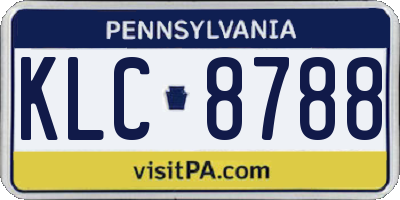 PA license plate KLC8788