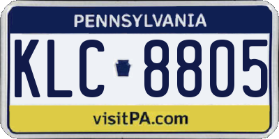PA license plate KLC8805