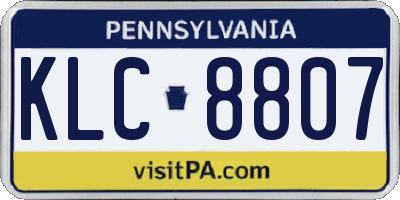 PA license plate KLC8807