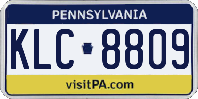 PA license plate KLC8809