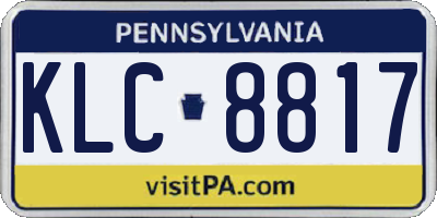 PA license plate KLC8817