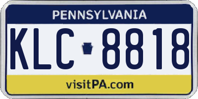 PA license plate KLC8818