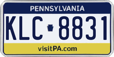 PA license plate KLC8831