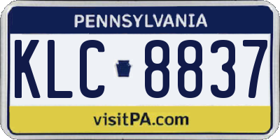 PA license plate KLC8837