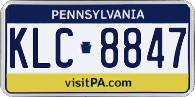 PA license plate KLC8847