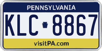 PA license plate KLC8867