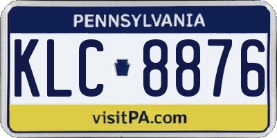 PA license plate KLC8876