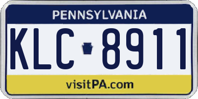 PA license plate KLC8911