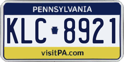PA license plate KLC8921