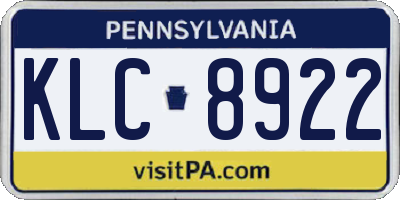 PA license plate KLC8922