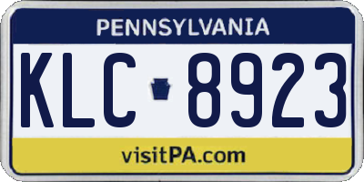 PA license plate KLC8923