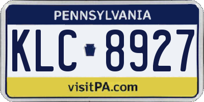 PA license plate KLC8927