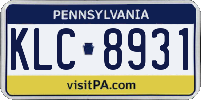 PA license plate KLC8931
