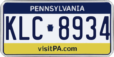 PA license plate KLC8934