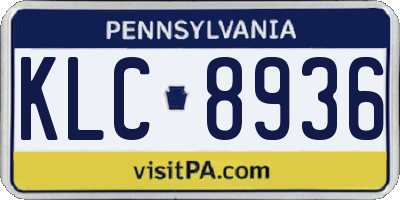 PA license plate KLC8936