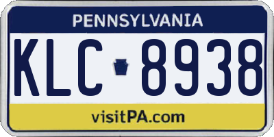 PA license plate KLC8938