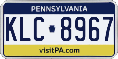 PA license plate KLC8967