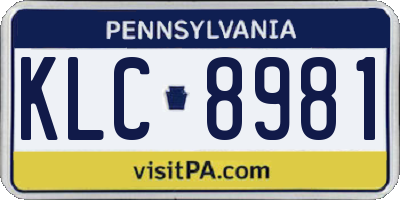 PA license plate KLC8981