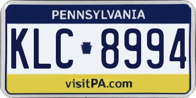 PA license plate KLC8994