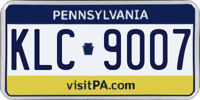 PA license plate KLC9007