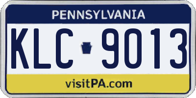 PA license plate KLC9013
