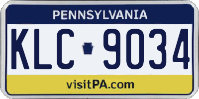 PA license plate KLC9034