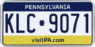 PA license plate KLC9071