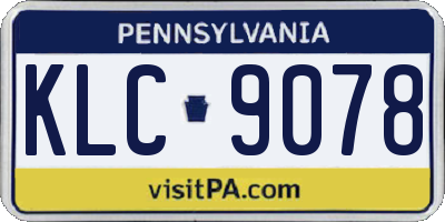 PA license plate KLC9078