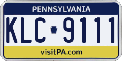 PA license plate KLC9111