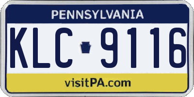 PA license plate KLC9116