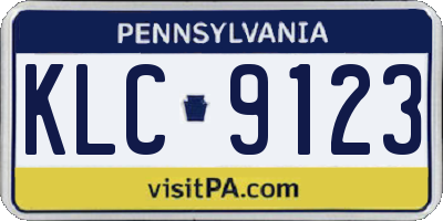 PA license plate KLC9123
